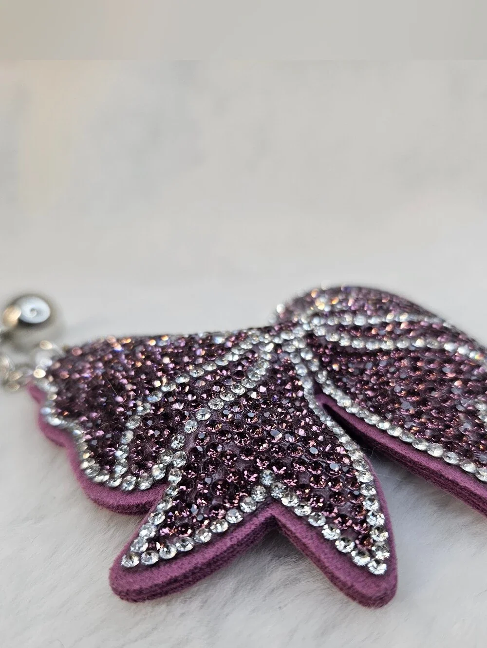 Sparkling Purple Bow Keychain Tassel Charm